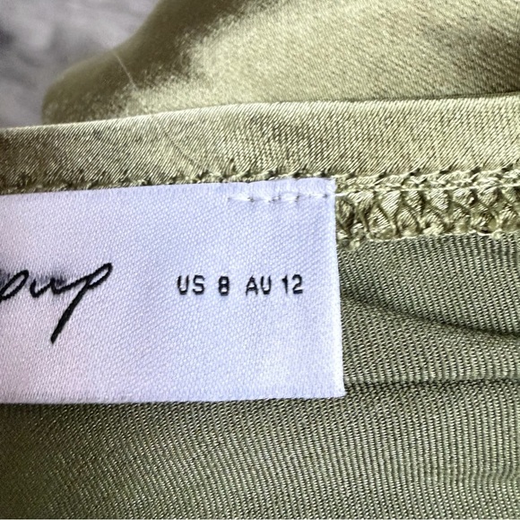 New! Petal + Pup Grasie Olive Green Satin Halter Maxi Dress Size 8 41370 - Picture 11 of 14